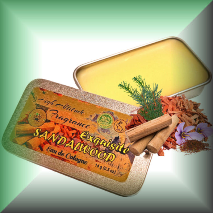 EXQUISITE SANDALWOOD Cologne - Eau de Cologne - Solid Balm - Aromatherapy Essential Oils (Woods, Santalum Album, Amyris, Amber, Palo Santo, Saffron) Natural Fragrance