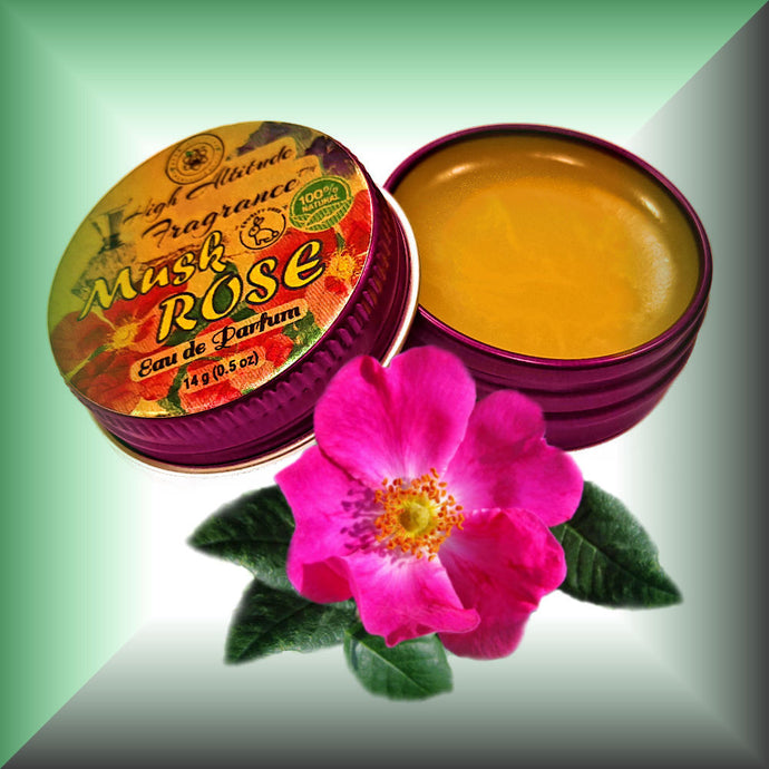 MUSK ROSE Perfume - Eau de Parfum - Solid Balm - Aromatherapy Essential Oils (Rosa Moschata, De Mai, Damascena, White Champaca, Tuberose) Natural Fragrance