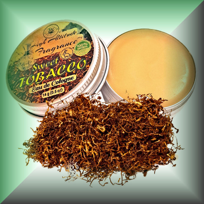 SWEET TOBACCO Cologne - Eau de Cologne - Solid Balm - Aromatherapy Essential Oils (Nicotiana Tabacum, Honeysuckle, Bergamot, Labdanum, Cinnamon, Vanilla, Orris, Oud) - Natural Fragrance