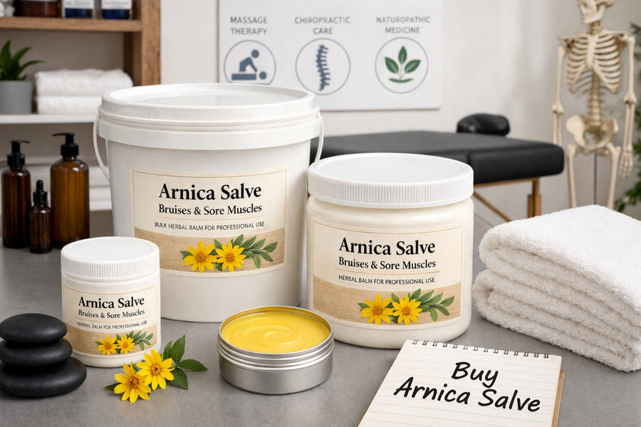 Bulk Arnica Salve for Bruises & Sore Muscles – Wholesale for Massage Therapists, Chiropractors & Naturopaths