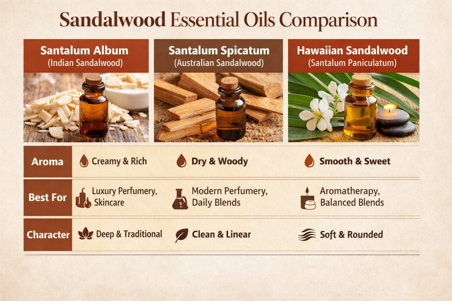 Sandalwood Essential Oil Comparison: Santalum album vs spicatum vs Hawaiian – Which One Should You Choose?