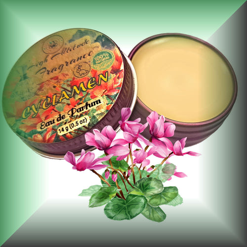 Cyclamen Solid Perfume for women with natural fragrance and essential oils, Cyclamen Europeum, Lily, Rose, Mimosa, Orange