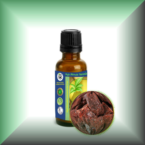 Dragon's Blood (Daemonorops Draco) Essential Oil in a 1 fl oz glass bottle with euro dropper cap.