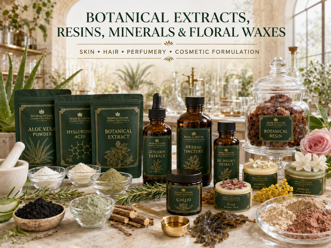 Botanical Extracts, Resins, Minerals & Floral Waxes for Cosmetic Formulation