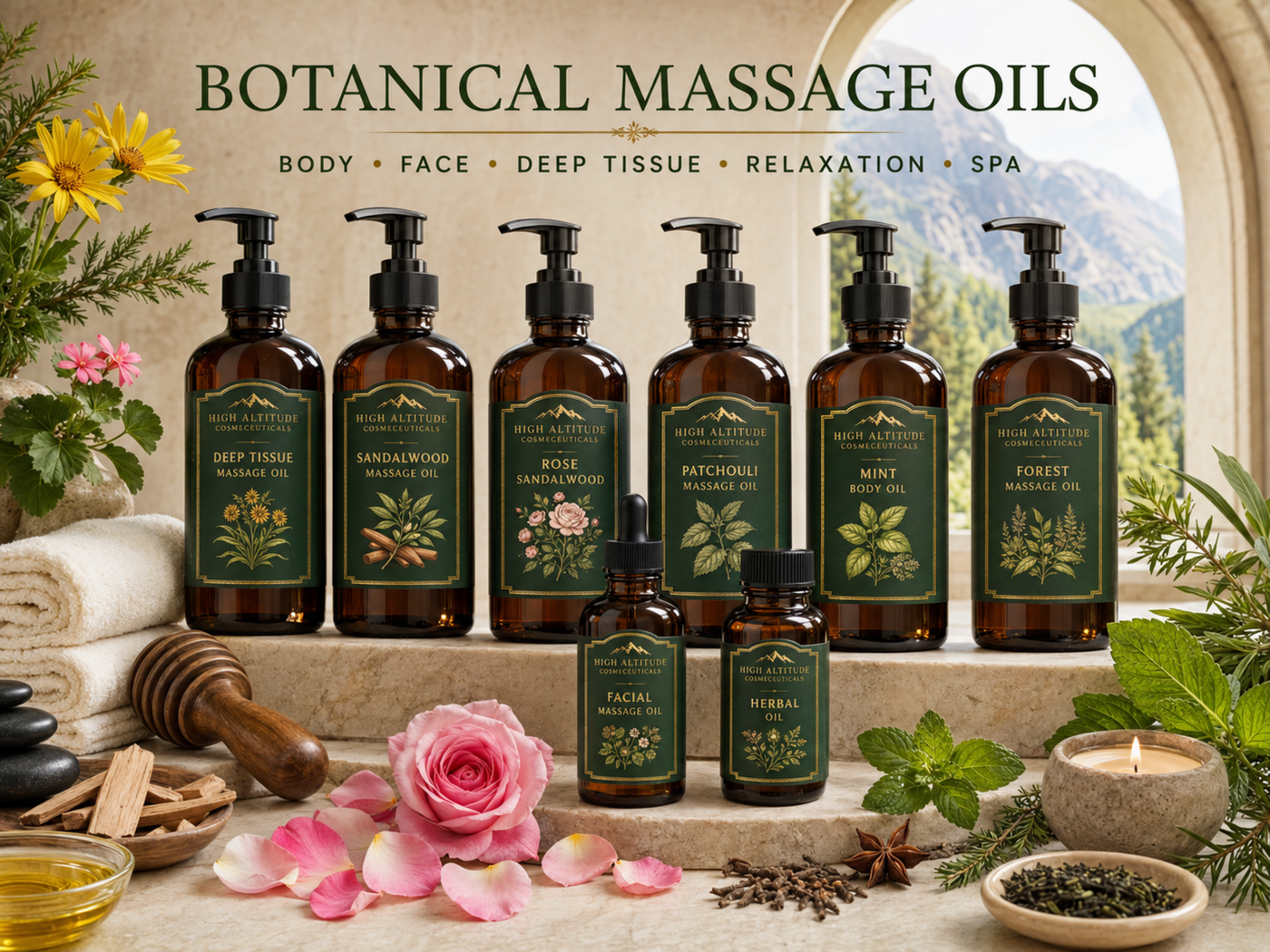 Botanical Massage Oils for Body, Face & Deep-Tissue Massage