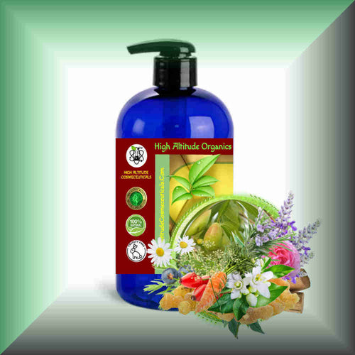 Herbaceous Jojoba™ Facial Massage Oil for Sensitive Skin in a 16 fl oz bottle with pump dispenser.