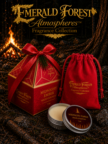 Midnight Ember™ Solid Cologne – Winter Evergreen Woods, Resin & Atmospheric Forest Fragrance