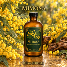 Mimosa Perfume & Cologne Concentrate – Powdery Floral, Green & Balsamic | Oil-Soluble - 8oz glass bottle with cap.