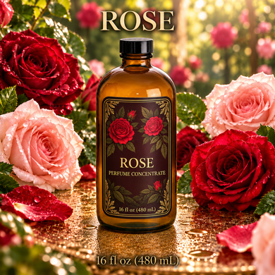 Rose Perfume & Cologne Concentrate – Fresh-Cut Rose Petals | Oil-Soluble  16oz glass bottle with cap.