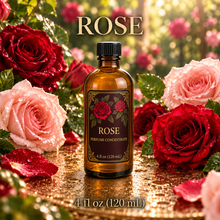 Rose Perfume & Cologne Concentrate – Fresh-Cut Rose Petals | Oil-Soluble - 4oz glass bottle with cap.