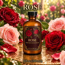Rose Perfume & Cologne Concentrate – Fresh-Cut Rose Petals | Oil-Soluble - 8oz glass bottle with cap.