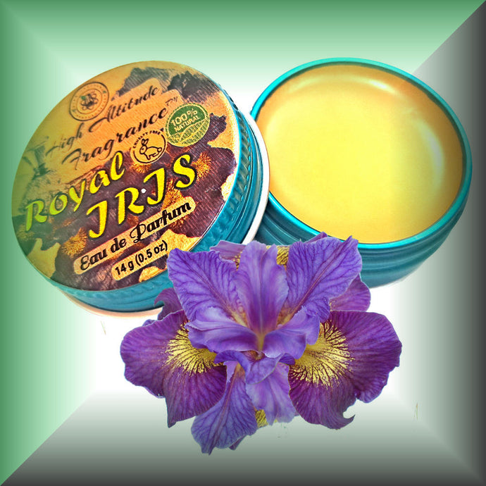 ROYAL IRIS Perfume — Eau de Parfum • Solid Balm • Aromatherapy Essential Oils (Iris Florentina, Tangerine, Violet, Rose, Tropical Fruit,  Vanilla, Chocolate) — Natural Fragrance