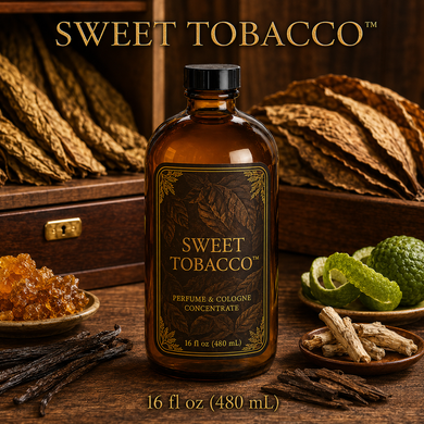 Sweet Tobacco™ Perfume & Cologne Concentrate – Honeyed Tobacco, Vanilla & Bergamot | Oil-Soluble - 16oz  glass bottle with cap.