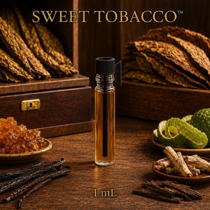 Sweet Tobacco™ Perfume & Cologne Concentrate – Honeyed Tobacco, Vanilla & Bergamot | Oil-Soluble - 1ml sample vial.