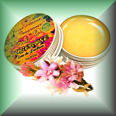 PINK TUBEROSE Perfume - Eau de Parfum - Solid Balm - Aromatherapy Essential Oils (Polianthes Tuberosa, Honeysuckle, Rose, Frangipani, Jasmine, Mandarin, Lily, Green Tea) Natural Fragrance