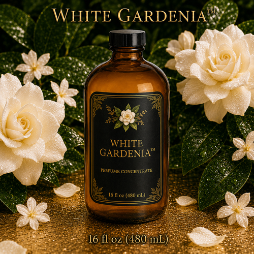 White Gardenia™ Perfume & Cologne Concentrate – Jasmine & Tropical White Florals | Oil-Soluble - 16oz glass bottle with cap.