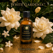 White Gardenia™ Perfume & Cologne Concentrate – Jasmine & Tropical White Florals | Oil-Soluble - 4oz glass bottle with cap.