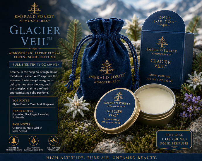 Glacier Veil™ Solid Perfume for Women – Cold Alpine Floral Air, Cyclamen, Lily & Silver Evergreen Botanical Fragrance