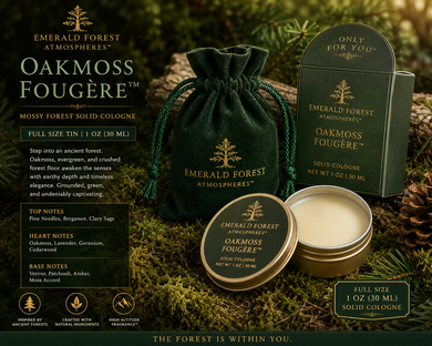 Oakmoss Fougère™ Solid Cologne for Men– Oakmoss, Lavender, Cedarwood & Tonka – Mossy Green Botanical Fragrance Balm