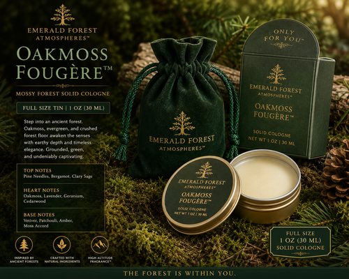 Oakmoss Fougère™ Solid Cologne for Men– Oakmoss, Lavender, Cedarwood & Tonka – Mossy Green Botanical Fragrance Balm