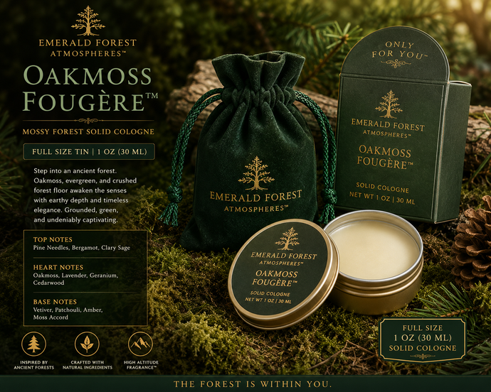 Oakmoss Fougère™ Solid Cologne for Men– Oakmoss, Lavender, Cedarwood & Tonka – Mossy Green Botanical Fragrance Balm