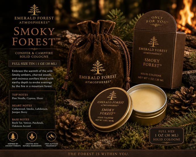 Smoky Forest Fougère™ Solid Cologne for Men – Smoky Evergreen Woods, Cedar & Campfire Forest Botanical Fragrance