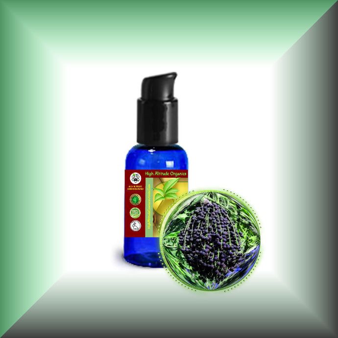 Acai Berry Oil for Face, Dry Skin, Hair & Body - Virgin in a 1 fl oz bottle with pump.