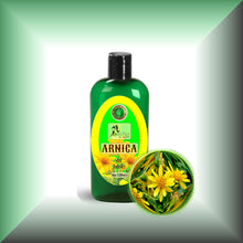 Arnica Oil for Bruises & Sore Muscles – 1:2 Extra Strength in a 8 fl oz bottle with dispenser cap.