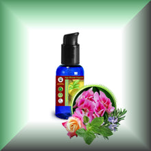 Geranium Potluck Body Massage Oil – Rose, Geranium & Citrus in a 1 fl oz bottle with pump dispenser.
