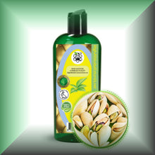 Pistachio Oil for Face, Skin, Hair & Massage in a 8 fl oz bottle with dispenser cap.