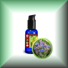 Borage Seed Oil for Dry Mature Skin, Face, Hair & Scalp in 1 fl oz bottle with pump.