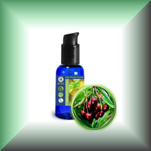 Cherry Kernel Oil for Face, Dry Skin, Hair & Massage in a 1 fl oz bottle with pump.