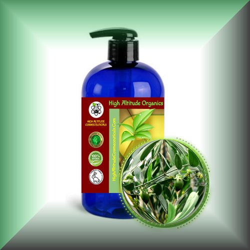 Clear Jojoba Oil for Face, Skin, Hair & Massage in a 16 fl oz bottle with pump dispenser. 