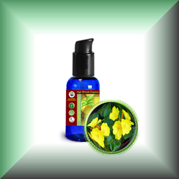 Evening Primrose Oil for Face, Dry Skin & Hair, in a 1 fl oz bottle with pump.