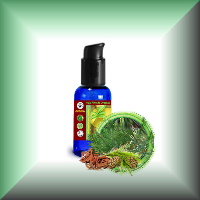 Forest Nights™ Body Massage Oil for Aromatherapy & Relaxation in a 1 fl oz bottle with pump dispenser.