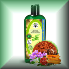 Saffron & Sandalwood Body Massage Oil | Passage of India with Botanical Oils in a 8 fl oz bottle with dispenser cap.