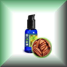 Pecan Oil for Face, Skin, Hair & Massage in a 1 fl oz oil with pump dispenser.