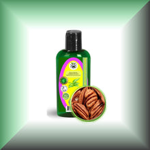 Pecan Oil for Face, Skin, Hair & Massage in a 2 fl oz bottle with dispenser cap.