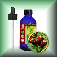 Prickly Pear Seed Oil for Face, Skin & Hair - Virgin in a 4 fl oz glass bottle with a dropper pippet. 