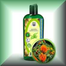 Safflower Oil for Face, Skin, Hair & Massage - High-Oleic, in a 8 fl oz bottle with dispenser cap.