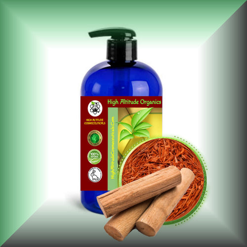 Sandalwood Herbal Oil Extract for Skin, Hair & Massage in a 16 fl oz bottle with pump dispenser.