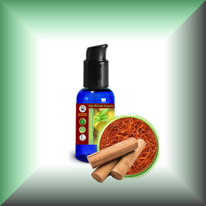 Sandalwood Herbal Oil Extract for Skin, Hair & Massage in a 1 fl oz bottle with pump dispenser.