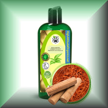 Sandalwood Herbal Oil Extract for Skin, Hair & Massage in a 8  fl oz bottle with dispenser cap.