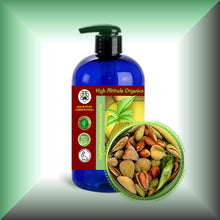 Virgin Sweet Almond Oil for Face, Skin, Hair, Body & Massage in a 16 fl oz bottle with pump.